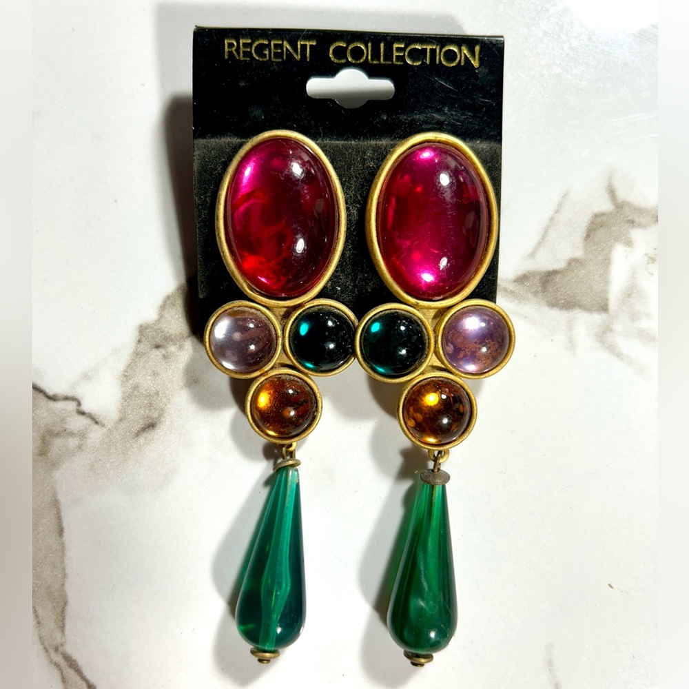 Vintage 80’s clips earrings! Jewels colors